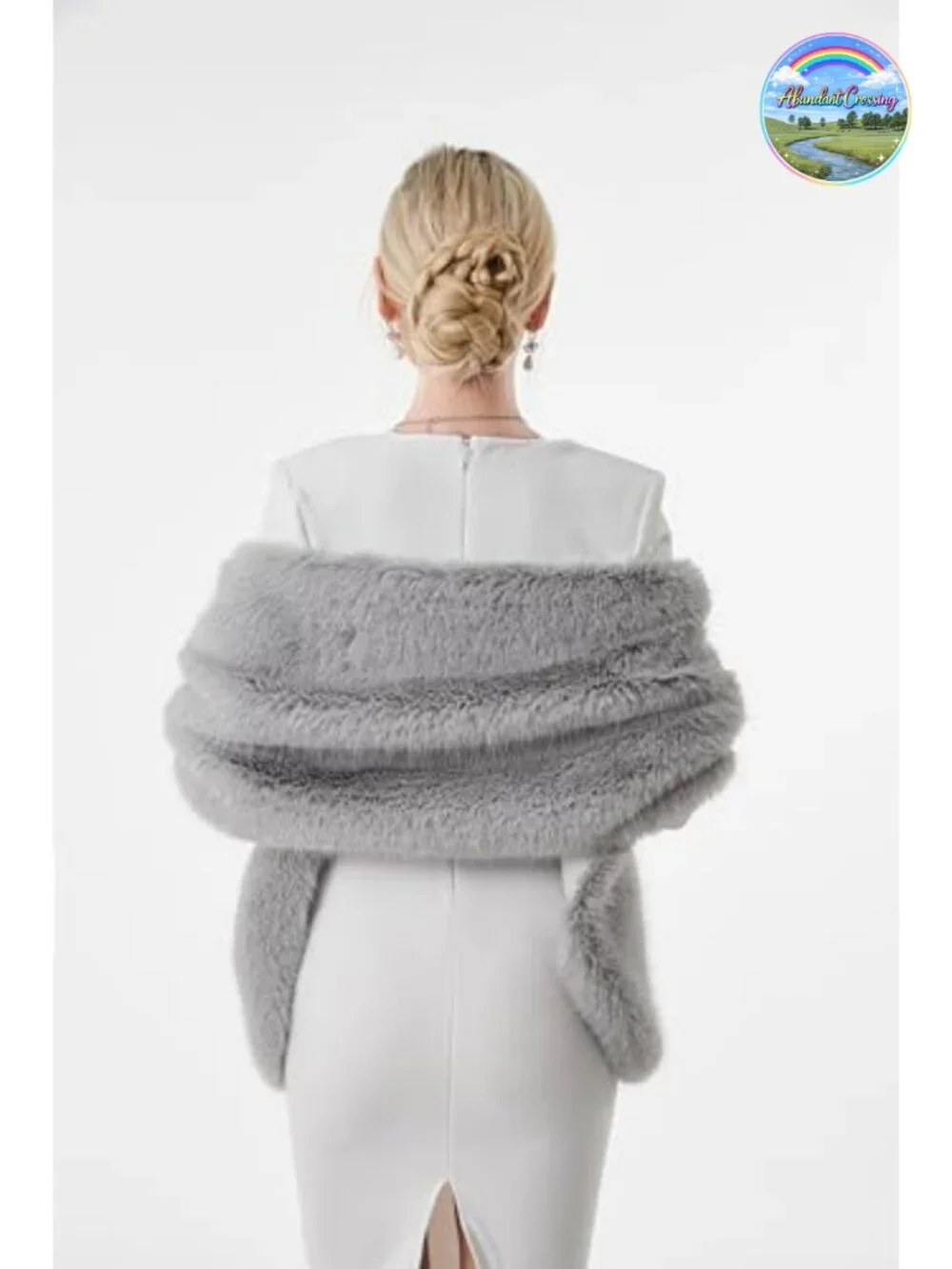 Faux Fur Wrap Cross Shawl Winter Evening Party Cape